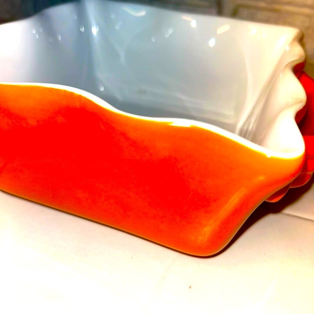 Authentic Gates Ware Orange and White Ceramic Baking Dish 1.2 QT - Picture 10 of 14